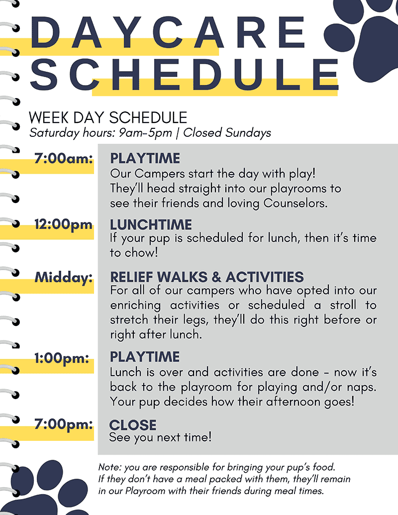 Sutton Place Daycare Schedule